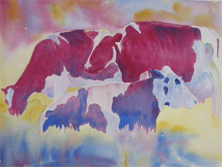 Three Maroon Cows